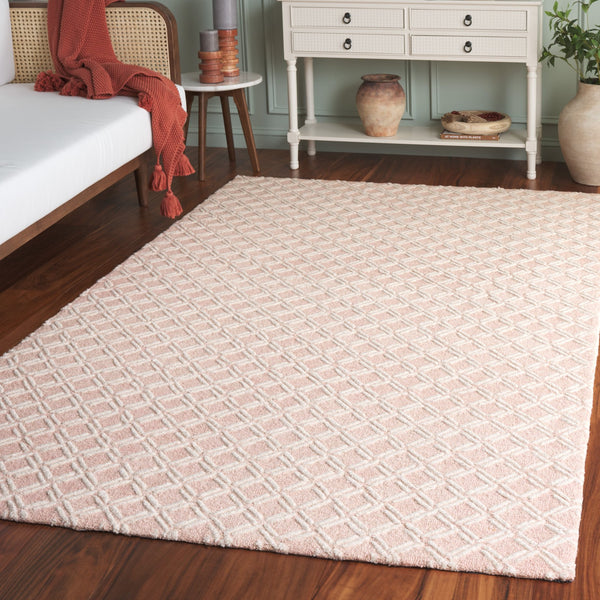 Safavieh Genre Hand-tufted Runner Rug With Geometric Design - Luxurious Wool And Cotton For Timeless Elegance Pink ,Ivory 80% Wool & 20% Cotton Gre350u-5