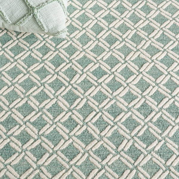 Safavieh Genre Hand-tufted Runner Rug With Geometric Design - Luxurious Wool And Cotton For Timeless Elegance Green ,Ivory 80% Wool & 20% Cotton Gre350y-5