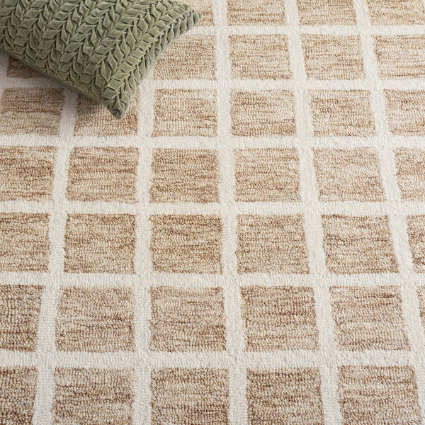 Safavieh Genre Hand‑Tufted Beige Ivory Area Rug — Wool‑Cotton Blend, Low Profile Geometric Design For Entryway 3'-0" x 5'-0" GRE452B-3