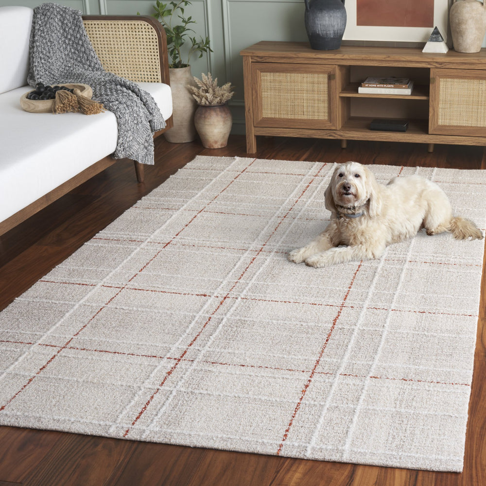 Safavieh Genre Elegant Hand-tufted Area Rug For Living Space | Soft Wool Blend In Warm Tones, 5x8 Ft Beige ,Rust 80% Wool,20% Cotton Gre503b-5