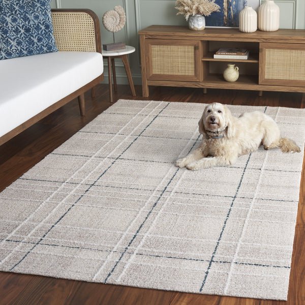 Safavieh Genre Elegant Hand-tufted Area Rug For Living Space | Soft Wool Blend In Warm Tones, 5x8 Ft Beige ,Blue 80% Wool,20% Cotton Gre503m-5