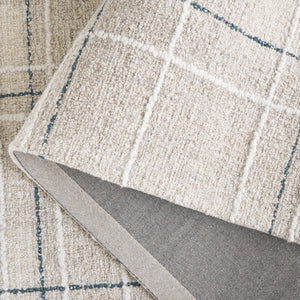 Safavieh Genre Elegant Hand-tufted Area Rug For Living Space | Soft Wool Blend In Warm Tones, 5x8 Ft Beige ,Blue 80% Wool,20% Cotton Gre503m-5