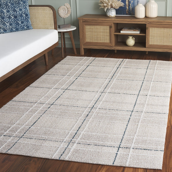 Safavieh Genre Elegant Hand-tufted Area Rug For Living Space | Soft Wool Blend In Warm Tones, 5x8 Ft Beige ,Blue 80% Wool,20% Cotton Gre503m-5