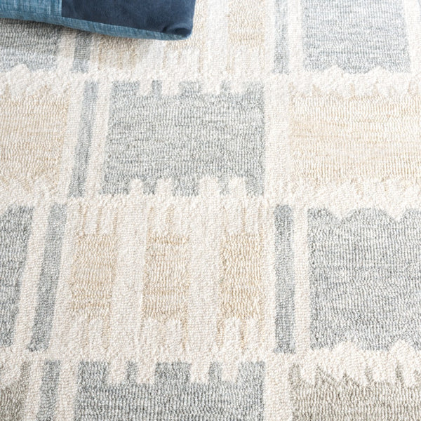 Safavieh Genre Modern Style Runner Rug - Elegant Hand-tufted Wool Blend For Hallway And Home Décor Beige ,Grey 80% Wool,20% Cotton Gre504b-6sq