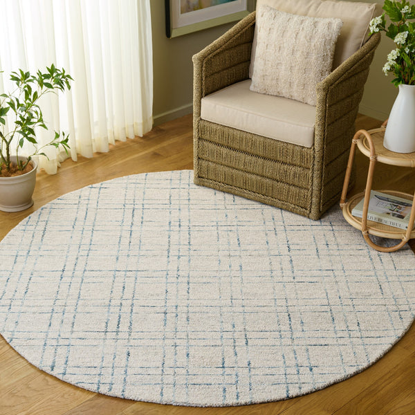 Safavieh Genre Hand‑Tufted Ivory & Grey Area Rug - Low‑Pile Wool‑Cotton Blend, Modern Minimalist Foundation For Living Spaces 6'-0" x 6'-0" GRE551F-6SQ