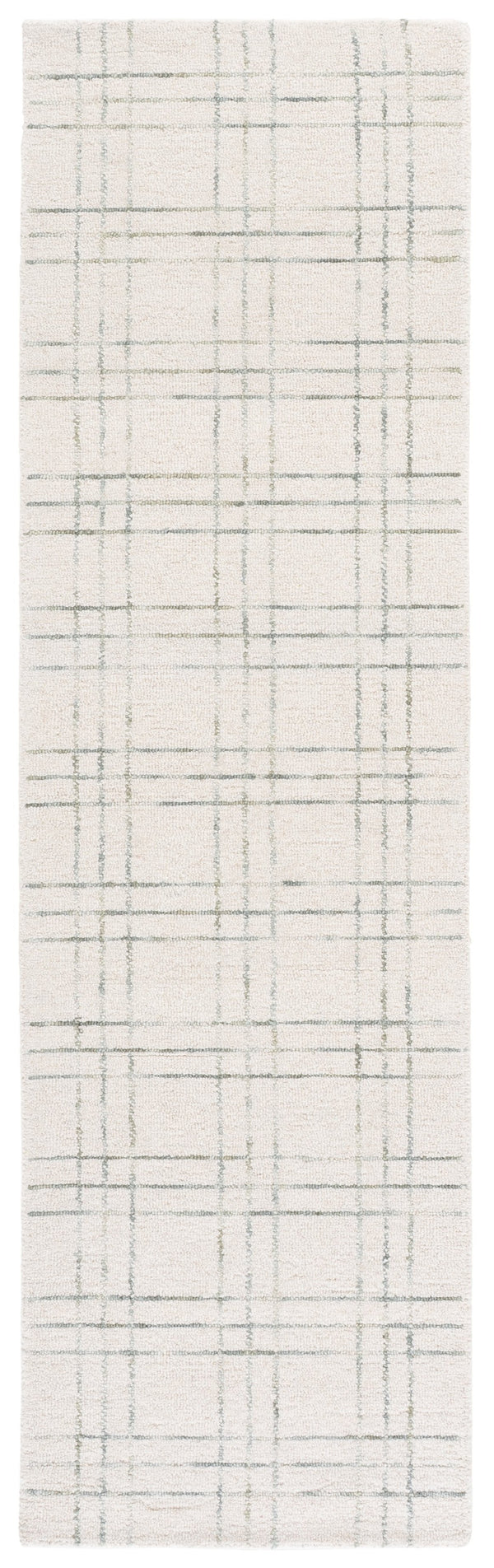 Safavieh Genre Hand-Tufted Round Area Rug In Ivory & Light Sage — Wool-Cotton Low Pile Geometric Style Penh 6'-0" x 6'-0" GRE551W-6R