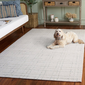 Safavieh Genre Hand-Tufted Ivory And Light Sage Rug, Modern Geometric Wool-Cotton Blend For Cozy Style 6'-0" x 6'-0" GRE551W-6SQ