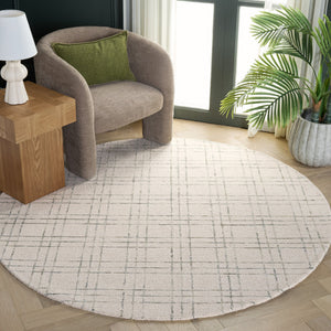 Safavieh Genre Hand-Tufted Ivory And Light Sage Rug, Modern Geometric Wool-Cotton Blend For Cozy Style 6'-0" x 6'-0" GRE551W-6SQ