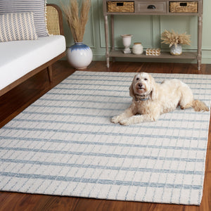 Safavieh Genre Ivory Blue Hand-Tufted Runner Rug — 80% Wool 20% Cotton, Low-Profile Plush For Hallways 2'-3" x 8'-0" GRE552A-28