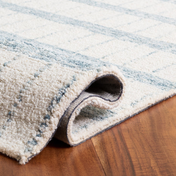 Safavieh Genre Hand-Tufted Ivory And Blue Area Rug, 8X10 Large Rectangle, Wool-Cotton Blend, Low-Profile Elegance 8'-0" x 10'-0" GRE552A-8