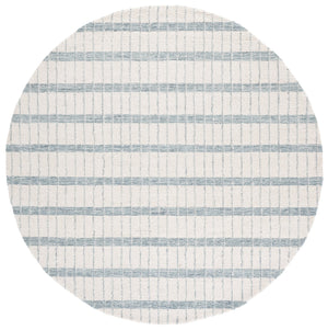 Safavieh Genre Hand-Tufted Ivory And Blue Wool-Cotton Rug — Low-Profile, Coastal Minimalist Texture, Durable Finish 6'-0" x 9'-0" GRE552A-6