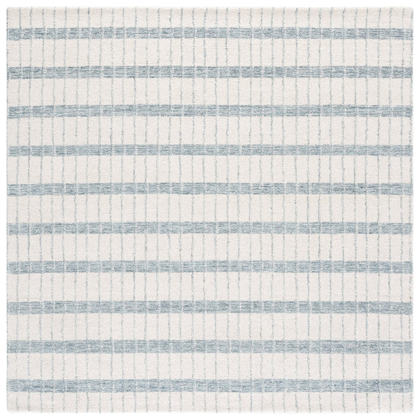 Safavieh Genre Ivory Blue Round Area Rug — Hand‑Tufted Wool‑Cotton Blend With Low 3/8" Pile, Coastal Calm 6'-0" x 6'-0" GRE552A-6R