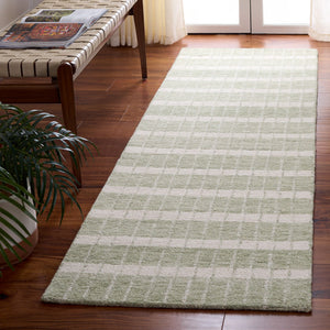 Safavieh Genre Hand-Tufted Wool-Cotton Area Rug In Soothing Green & Ivory — Low-Profile, Durable Comfort 4'-0" x 6'-0" GRE552Y-4