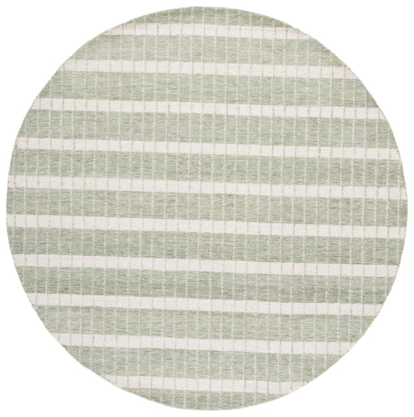 Safavieh Genre Hand-Tufted Green And Ivory Runner Rug — Low Pile Wool-Cotton Blend, Modern Minimalist Hallway Elegance 2'-3" x 8'-0" GRE552Y-28