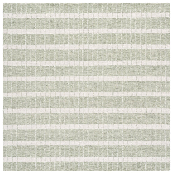 Safavieh Genre Hand-Tufted Green And Ivory Wool Rug — Low-Profile Modern Minimalist Area Rug For Living Spaces 5'-0" x 8'-0" GRE552Y-5