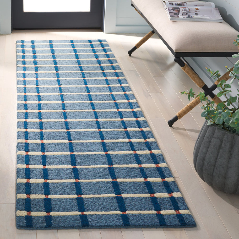 Safavieh Genre Handtufted Round Area Rug In Calming Blue & Ivory — Soft Wool-Cotton Blend, Low-Profile Elegance 8'-0" x 8'-0" GRE602M-8R