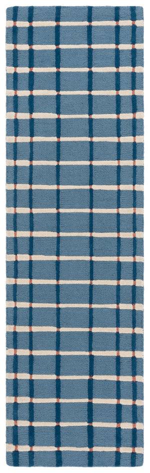 Safavieh Genre Handtufted Blue Ivory Plaid Area Rug — 80% Wool 20% Cotton Low-Profile Square Accent Rug 8'-0" x 8'-0" GRE602M-8SQ