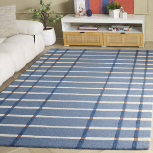 Safavieh Genre Handtufted Round Area Rug In Calming Blue & Ivory — Soft Wool-Cotton Blend, Low-Profile Elegance 8'-0" x 8'-0" GRE602M-8R