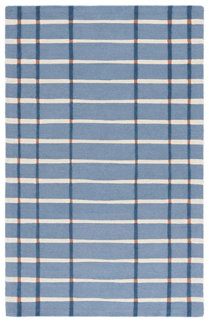 Safavieh Genre Handtufted Blue Ivory Plaid Area Rug — 80% Wool 20% Cotton Low-Profile Square Accent Rug 8'-0" x 8'-0" GRE602M-8SQ