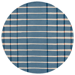 Safavieh Genre Hand-Tufted Blue Ivory Runner Rug — Wool-Cotton Blend, Low-Profile 1/2" Pile For Hallways 2'-3" x 11'-0" GRE602M-211