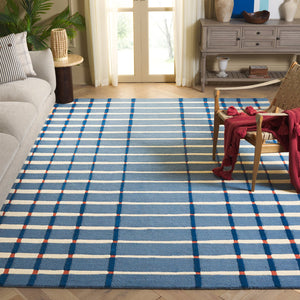 Safavieh Genre Handtufted Round Area Rug In Calming Blue & Ivory — Soft Wool-Cotton Blend, Low-Profile Elegance 8'-0" x 8'-0" GRE602M-8R