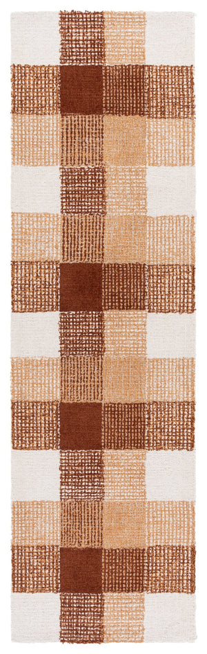 Safavieh Genre Hand-Tufted Ivory And Rust Checkerboard Rug, Wool-Cotton Blend, Plush Low Pile For Living Rooms 9'-0" x 12'-0" GRE702P-9