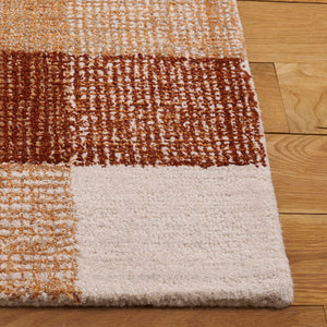 Safavieh Genre Hand-Tufted Ivory And Rust Geometric Area Rug — Wool-Cotton Low Pile, Cozy Modern Focal Point 5'-0" x 8'-0" GRE702P-5