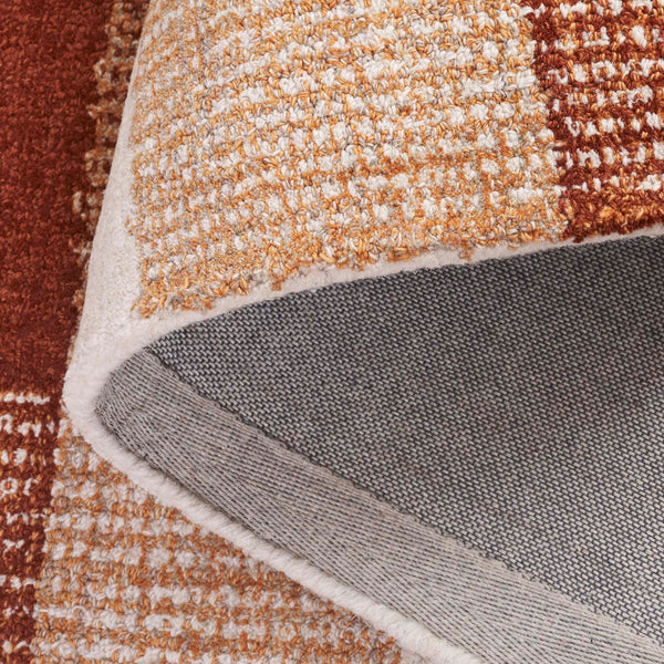 Safavieh Genre Hand-Tufted Ivory And Rust Checkered Area Rug — Wool-Cotton Blend, Textured Durable Style 4'-0" x 6'-0" GRE702P-4