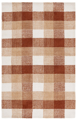 Safavieh Genre Hand-Tufted Ivory And Rust Checkered Area Rug — Wool-Cotton Blend, Textured Durable Style 4'-0" x 6'-0" GRE702P-4
