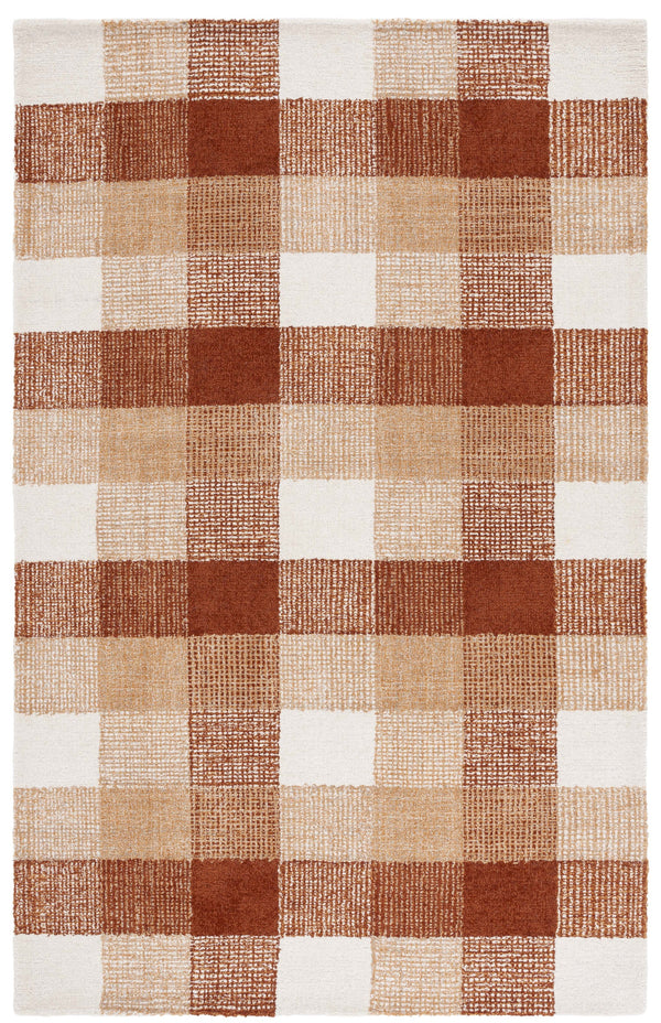 Safavieh Genre Hand-Tufted Ivory And Rust Geometric Area Rug — Wool-Cotton Low Pile, Cozy Modern Focal Point 5'-0" x 8'-0" GRE702P-5