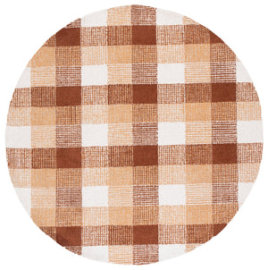 Safavieh Genre Hand‑Tufted Ivory & Rust Checkerboard Rug — Wool‑Cotton Blend, Textured Squares, Timeless Appeal 6'-0" x 6'-0" GRE702P-6SQ