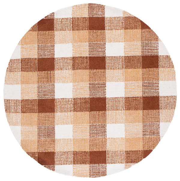 Safavieh Genre Hand-Tufted Ivory Rust Checkerboard Runner Rug, Wool-Cotton Blend, Durable Hallway Accent 2'-3" x 8'-0" GRE702P-28