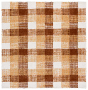 Safavieh Genre Hand-Tufted Ivory And Rust Checkerboard Rug, Wool-Cotton Blend, Plush Low Pile For Living Rooms 9'-0" x 12'-0" GRE702P-9