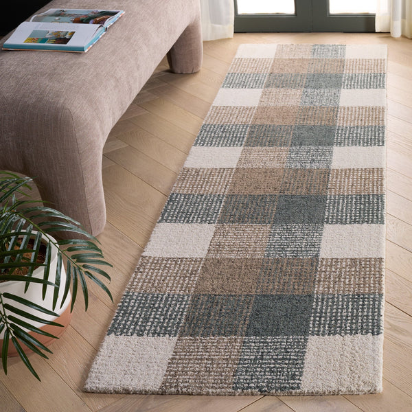 Safavieh Genre Hand-Tufted Round Wool-Cotton Rug In Ivory And Brown — Geometric Texture, Low-Profile Elegance 6'-0" x 6'-0" GRE702T-6R