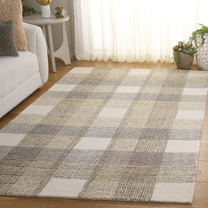 Safavieh Genre Hand-Tufted Round Wool-Cotton Rug In Ivory And Brown — Geometric Texture, Low-Profile Elegance 6'-0" x 6'-0" GRE702T-6R