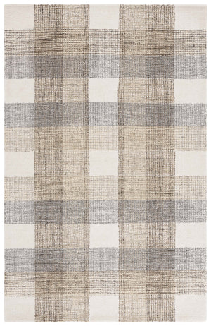 Safavieh Genre Hand-Tufted Round Wool-Cotton Rug In Ivory And Brown — Geometric Texture, Low-Profile Elegance 6'-0" x 6'-0" GRE702T-6R