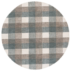 Safavieh Genre Hand-Tufted Round Wool-Cotton Rug In Ivory And Brown — Geometric Texture, Low-Profile Elegance 6'-0" x 6'-0" GRE702T-6R