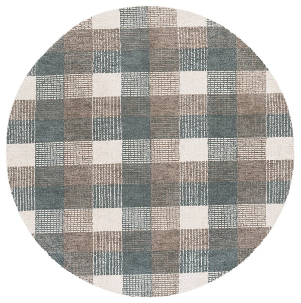 Safavieh Genre Hand-Tufted Ivory And Brown Grid Rug – Wool-Cotton Blend, Low Pile, Timeless Geometric Texture 5'-0" x 8'-0" GRE702T-5