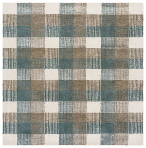 Safavieh Genre Hand-Tufted Round Wool-Cotton Rug In Ivory And Brown — Geometric Texture, Low-Profile Elegance 6'-0" x 6'-0" GRE702T-6R