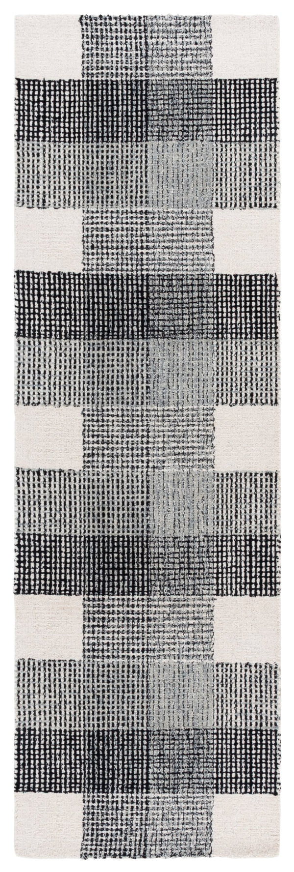 Safavieh Genre Hand-Tufted Ivory & Black Wool-Cotton Rug With Textured Intersecting Lines For Modern Homes 4'-0" x 6'-0" GRE702Z-4