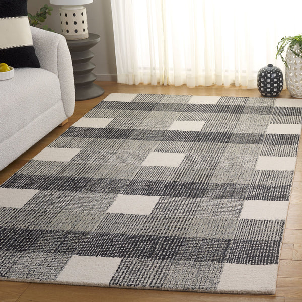 Safavieh Genre Hand-Tufted Ivory & Black Geometric Rug — Wool-Cotton Plush Square Accent For Modern Homes 6'-0" x 6'-0" GRE702Z-6SQ