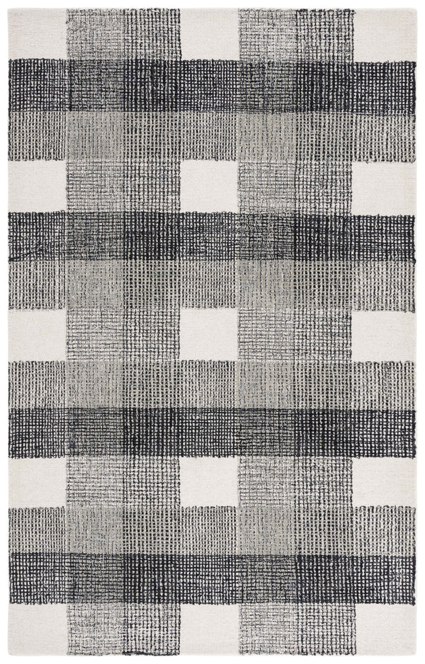 Safavieh Genre Hand-Tufted Ivory & Black Wool-Cotton Rug With Textured Intersecting Lines For Modern Homes 4'-0" x 6'-0" GRE702Z-4
