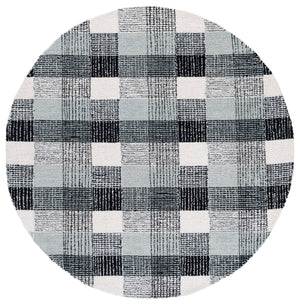 Safavieh Genre Hand-Tufted Round Rug Ivory & Black With Bold Geometric Motif, Plush Wool-Cotton Comfort 6'-0" x 6'-0" GRE702Z-6R