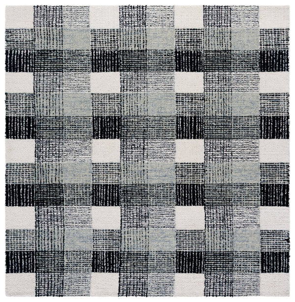 Safavieh Genre Hand-Tufted Round Rug Ivory & Black With Bold Geometric Motif, Plush Wool-Cotton Comfort 6'-0" x 6'-0" GRE702Z-6R