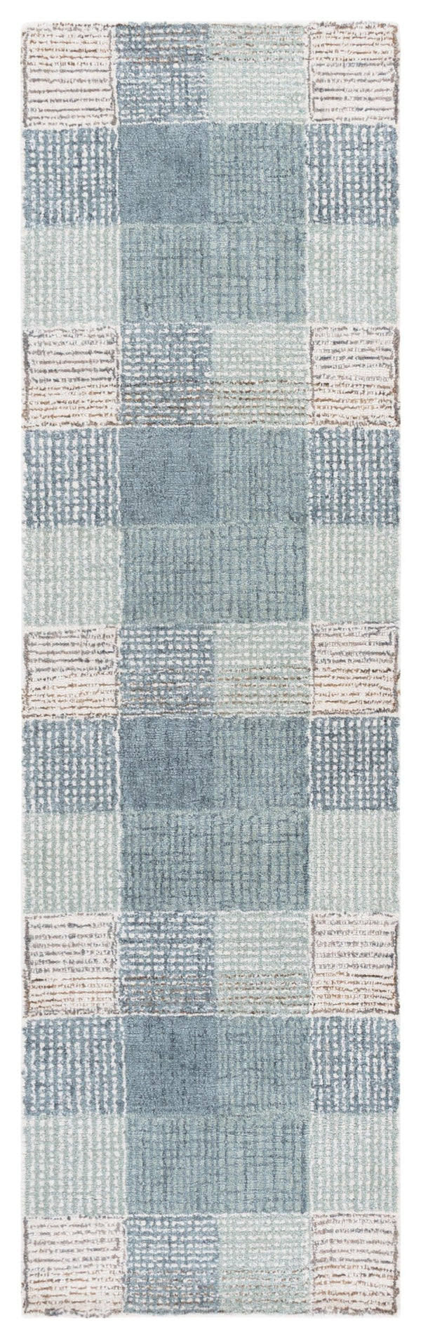 Safavieh Genre Hand-Tufted Ivory And Blue Runner Rug — Wool-Cotton Blend, Low Profile, Modern Hallway Accent 2'-3" x 8'-0" GRE703M-28