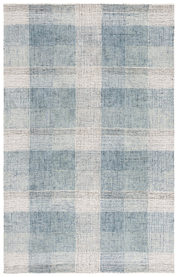Safavieh Genre Hand-Tufted Ivory And Blue Runner Rug — Wool-Cotton Blend, Low Profile, Modern Hallway Accent 2'-3" x 8'-0" GRE703M-28