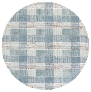 Safavieh Genre Hand-Tufted Ivory And Blue Runner Rug — Wool-Cotton Blend, Low Profile, Modern Hallway Accent 2'-3" x 8'-0" GRE703M-28