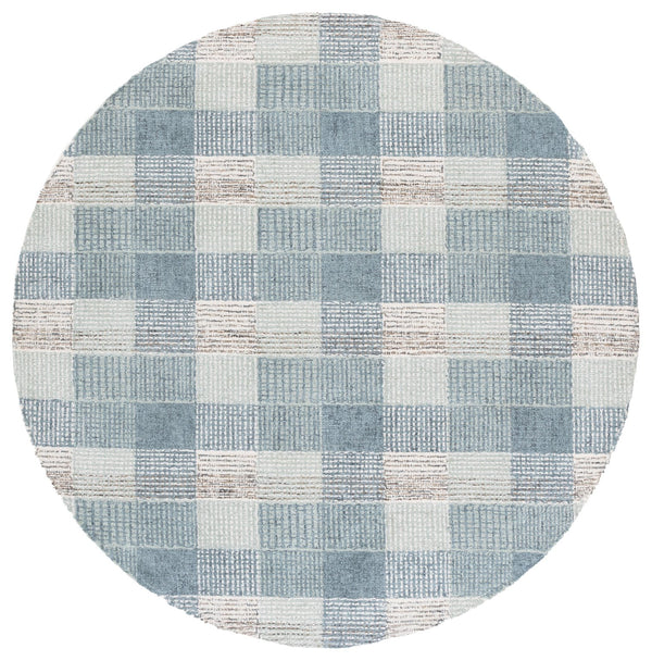 Safavieh Genre Hand-Tufted Ivory And Blue Runner Rug — Wool-Cotton Blend, Low Profile, Modern Hallway Accent 2'-3" x 8'-0" GRE703M-28