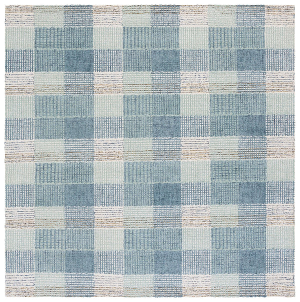 Safavieh Genre Hand-Tufted Ivory And Blue Runner Rug — Wool-Cotton Blend, Low Profile, Modern Hallway Accent 2'-3" x 8'-0" GRE703M-28
