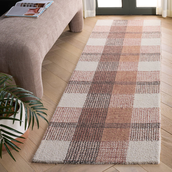 Safavieh Genre Hand-Tufted Ivory And Red Area Rug — Wool-Cotton Low Pile, Contemporary Geometric Accent Rug 6'-0" x 6'-0" GRE704Q-6SQ